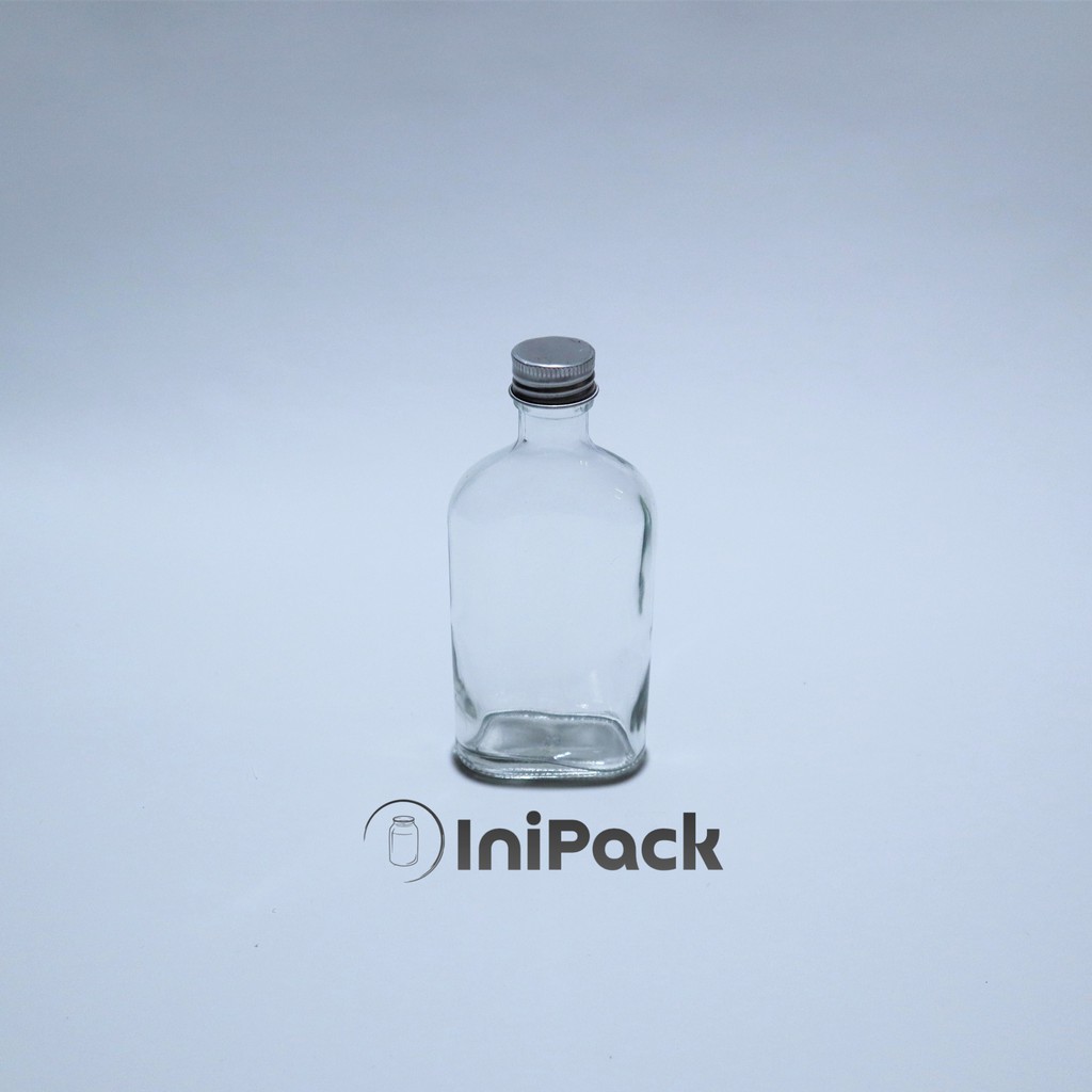 Botol Kaca Gepeng 250 ML / Botol Kaca Oval 250ML 100% BARU Aluminium
