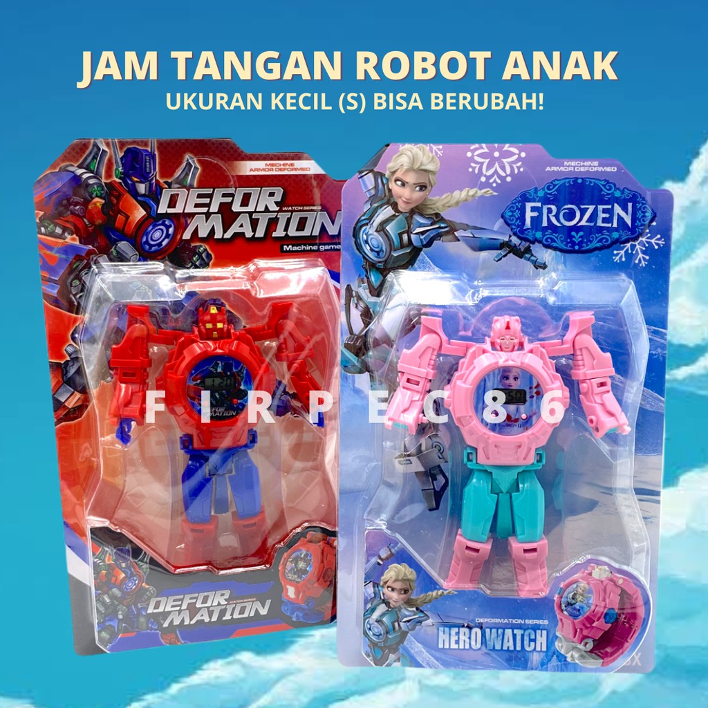 F86 Jam Tangan Anak Robot Transformers Bentuk Robot Mode Super-Hero Karakter Digital Grosir Murah