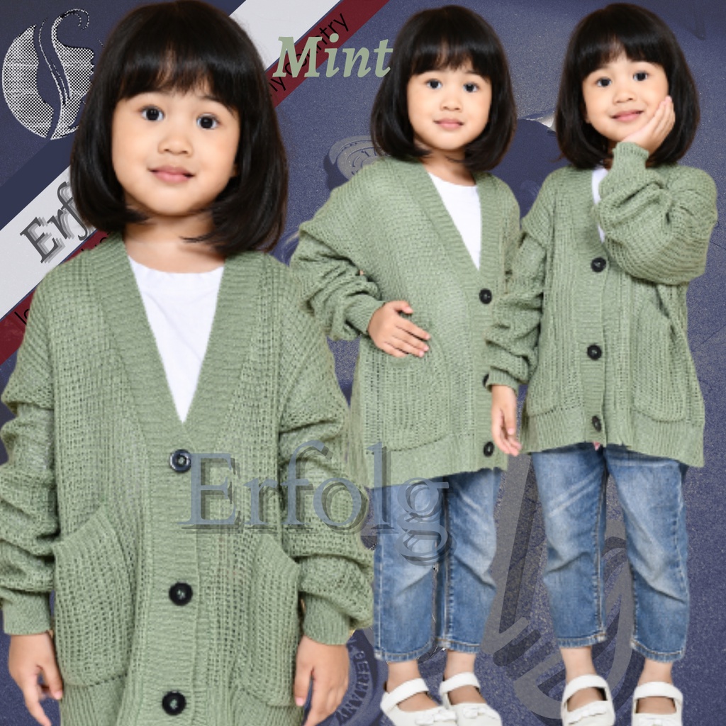 Cardigan LOCY Anak/Rajut Cardigan anak perempuan/Deandra Bahan Rajut Halus dan Tebal