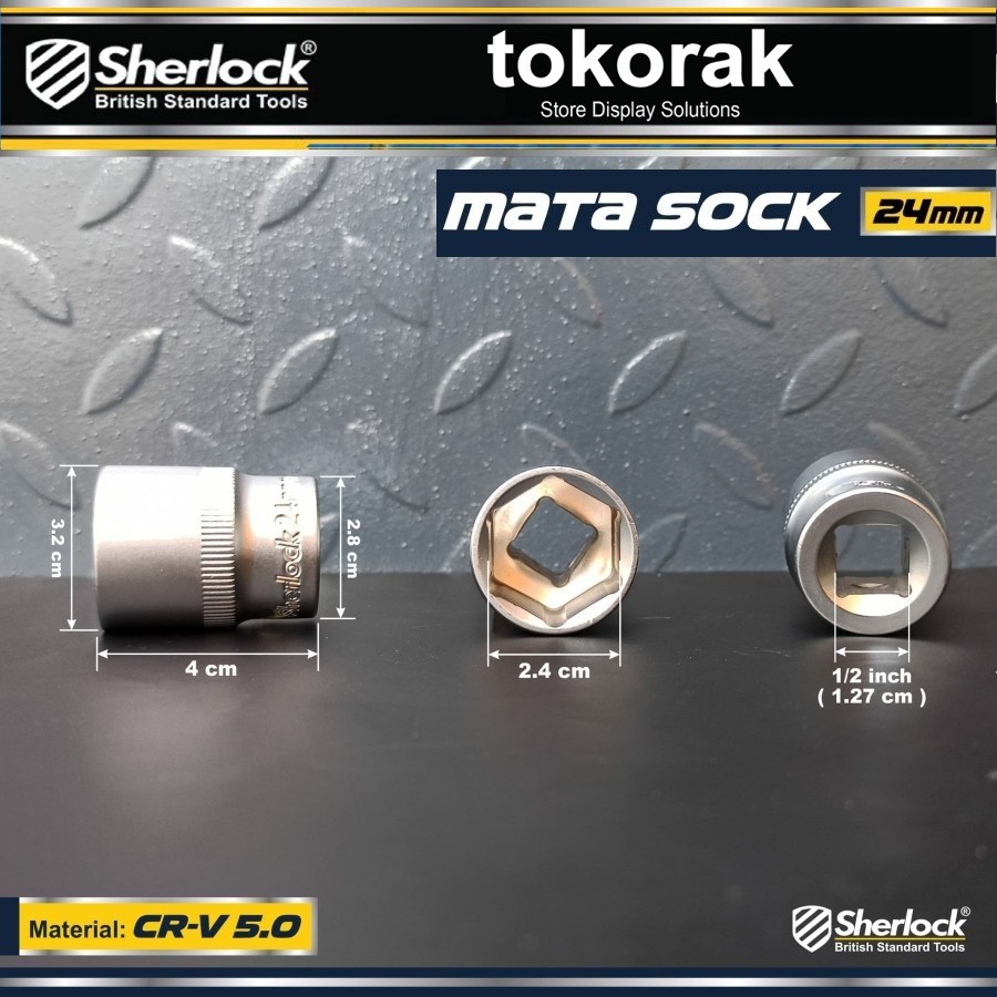 MATA KUNCI SOK 24 MM 1/2 INCH 6 PT SHERLOCK - MATA SHOCK