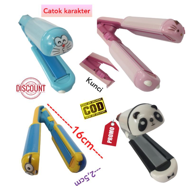 CATOKAN MINI KARAKTER COCOK TRAVELING CATOK 2IN1 CURLY KERITING DAN LURUS JUA CATOK ANAK TERMURAH C