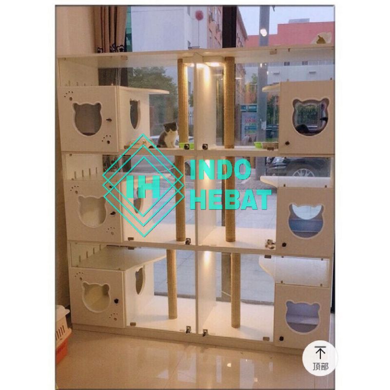 kandang kucing//Rumah kucing pintu 6 kamar 6 bahan multiplek