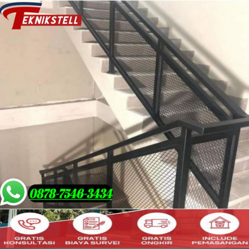 Relling tangga minimalis modern expanda / railing  balkon besi kawat expanded simpel elegan murah