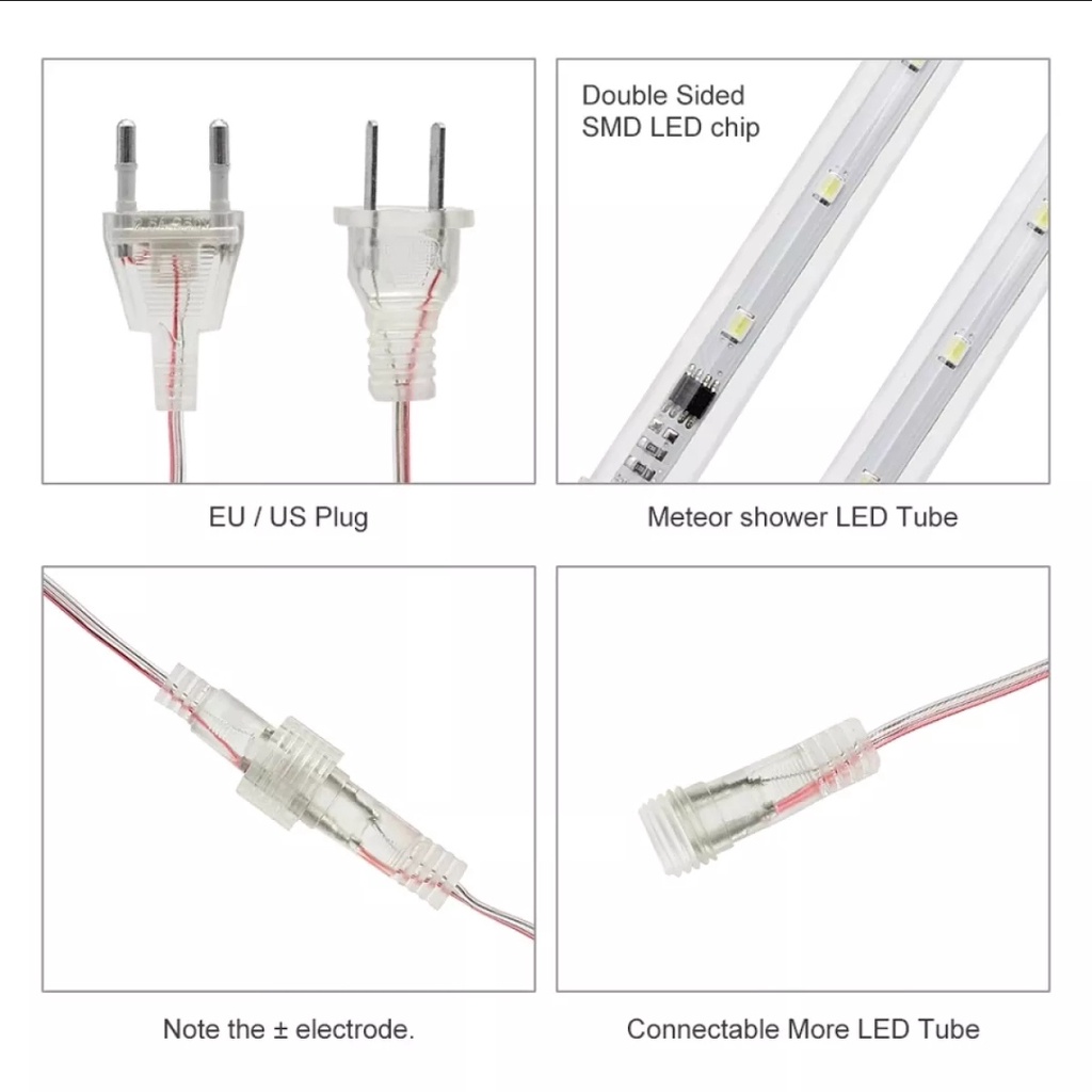 Lampu Meteor RGB 50 CM 8 Batang / Lampu Hias LED