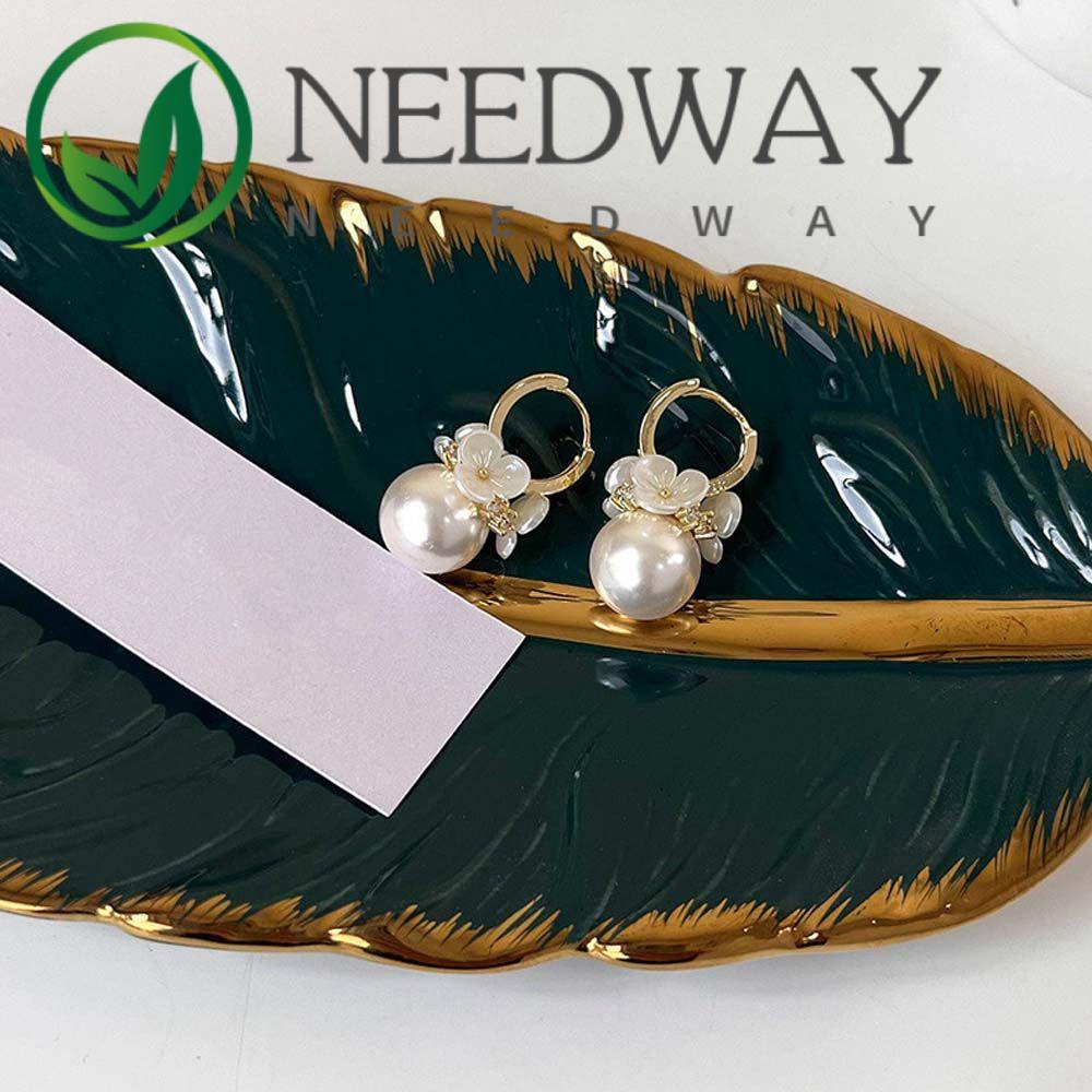 Anting Mutiara Berlian Imitasi Bentuk Geometris Untuk Wanita