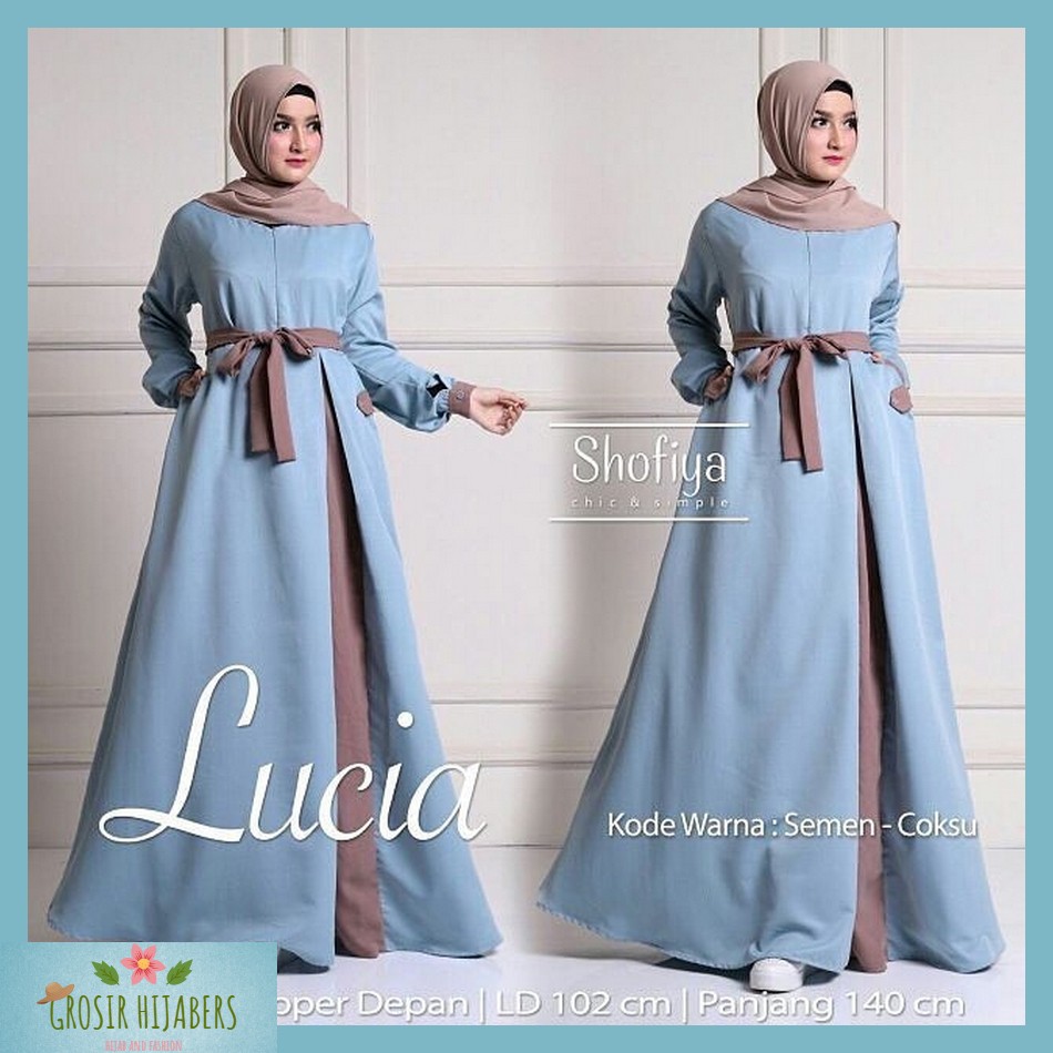  Baju  Gamis Syari Muslim Murah Wanita  Terbaru  Lucia Dress 