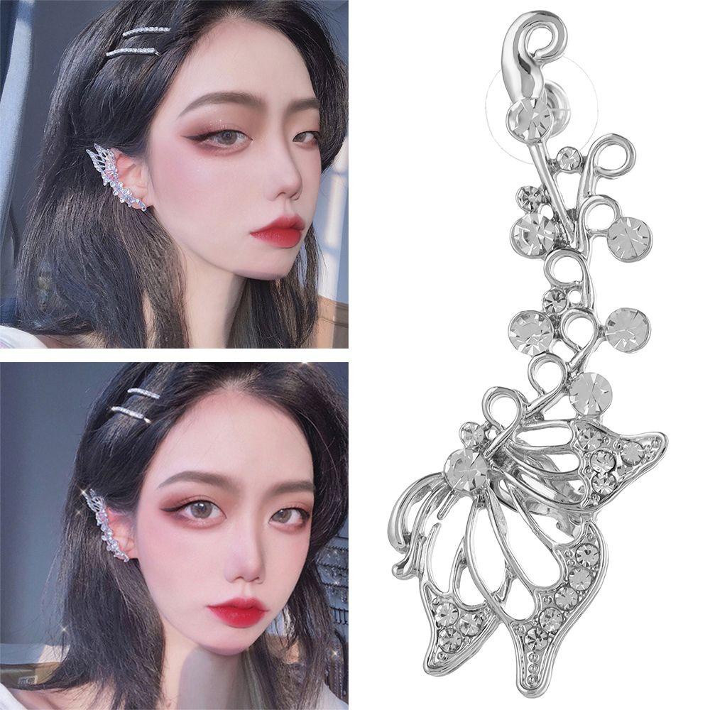 TOP Ear Cuff Anting Perhiasan Halloween Wanita Warna Perak Punk Peri Telinga Bungkus