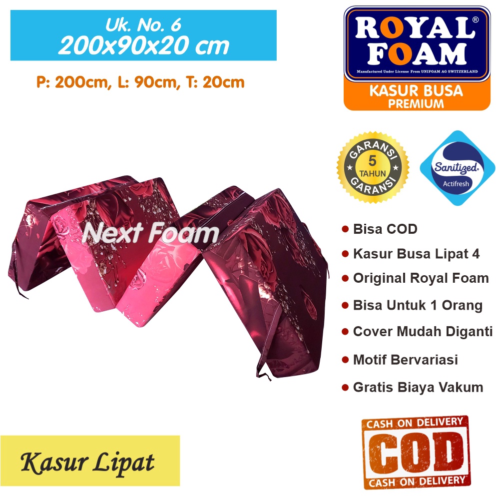 Kasur Busa Lipat Royal Foam Ukuran No 6 200x90x20 cm Tebal 20 cm D16 ORIGINAL Garansi 10 Tahun
