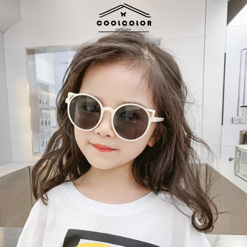 CODAnak-anak Lucu Bentuk Gadis Fashion Bingkai Bulat Kacamata Perlindungan UV- cl