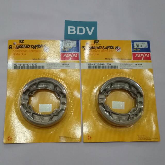 Kampas Rem Belakang Aspira Grand, Supra, Supra X, Legenda, Supra Fit, GL100 Platina-CDI