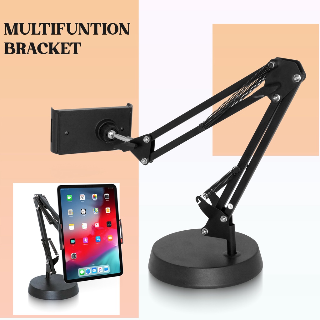 Stand Holder Hp Meja Broadcast Streaming Youtube Tiktok Vlogger Multifungsi Bracket S77 Stand HP Meja Fahrenheit Putar 360 Derajat / Holder Handphone / Dudukan HP / Stand Holding Phone Holder HP Lazypod Tablet Tripot HP-Holder Tablet / iPad