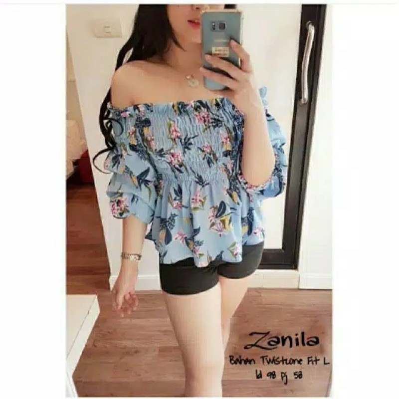 MP sabrina Zanila Kerut / Atasan Sabrina wanita terbaru / blouse wanita murah