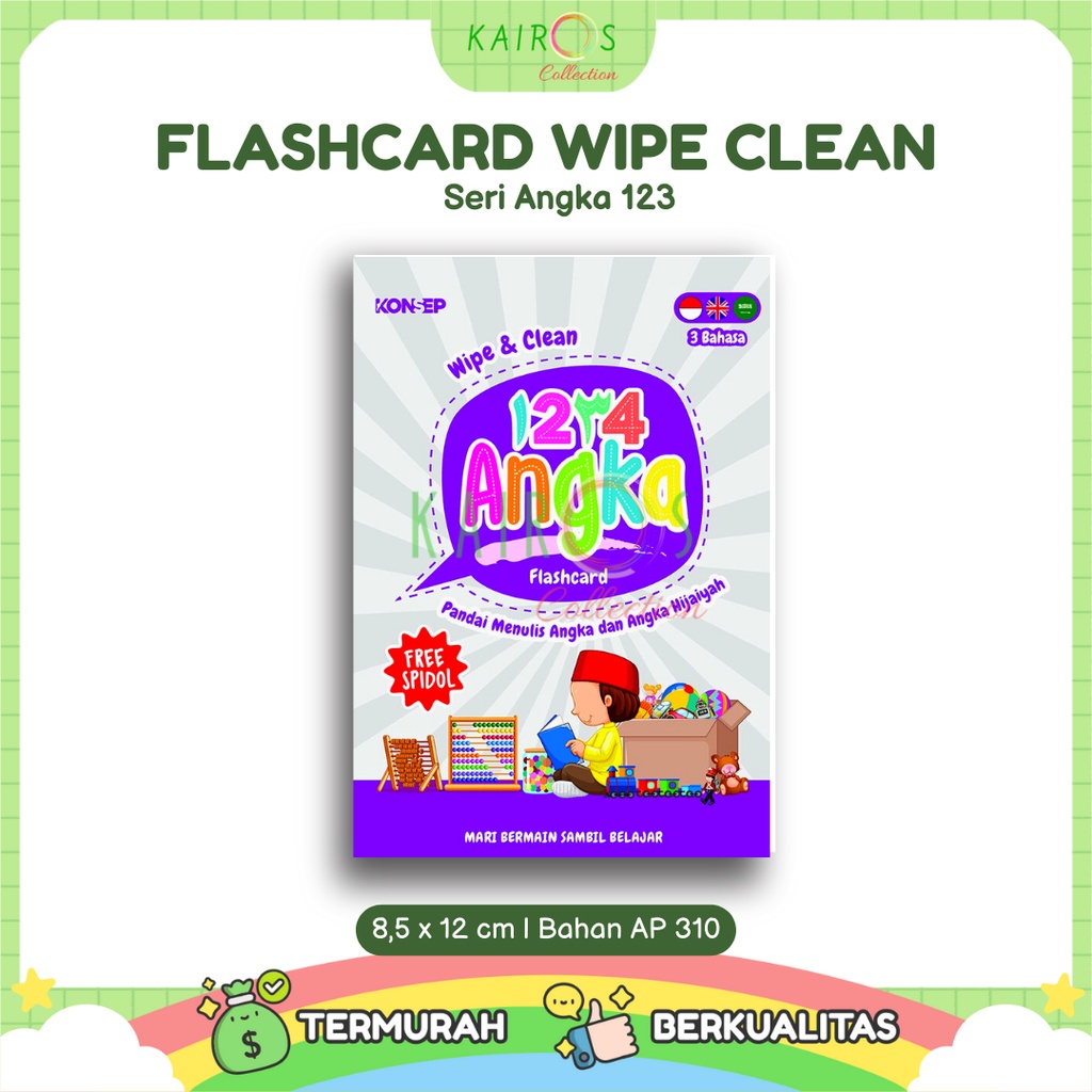 Flashcard Wipe Clean Seri Angka 123 Kartu Pintar Belajar Balita Bisa Ditulis Dihapus