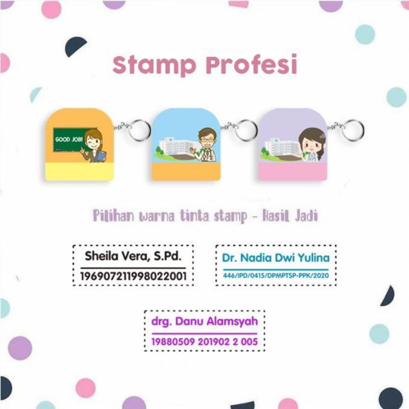 

MILABELSTORE - STAMPEL GANTUNGAN PROFESI DOKTER/GURU/SUSTER/BIDAN BEBAS CUSTOM NIP TERMASUK TINTA