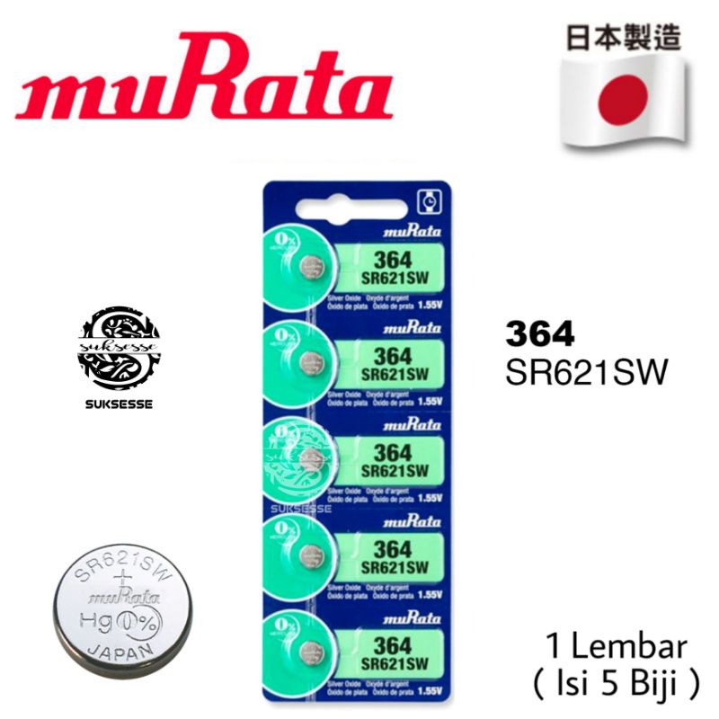 BATERAI JAM TANGAN MURATA SR621SW 364 / SONY MURATA ORIGINAL SR621SW 364 / BATERAI JAM TANGAN UKURAN 621 / BATERAI JAM TANGAN UKURAN 364 / 602 SR60 V364 D364 SR621W SR621SW LR621