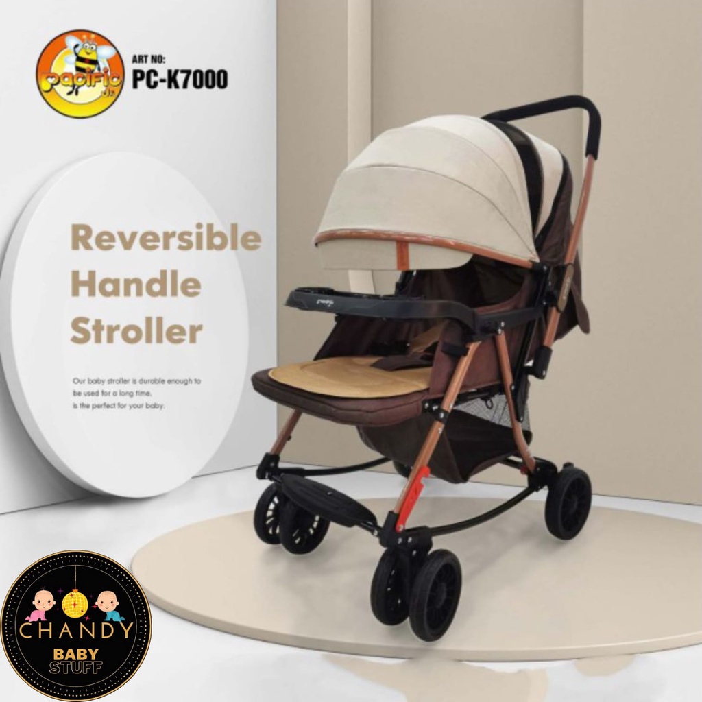 KERETA BAYI STROLLER BABY PACIFIC K7000 REVERSIBLE HANDLE BISA HADAP DUA ARAH DAN AYUN