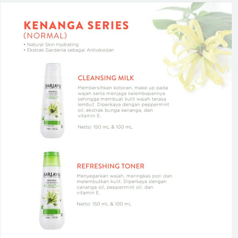 SARIAYU REFRESHING TONER | MILK CLEANSER | PELEMBAB SARIAYU JERUK | MAWAR | KENANGA