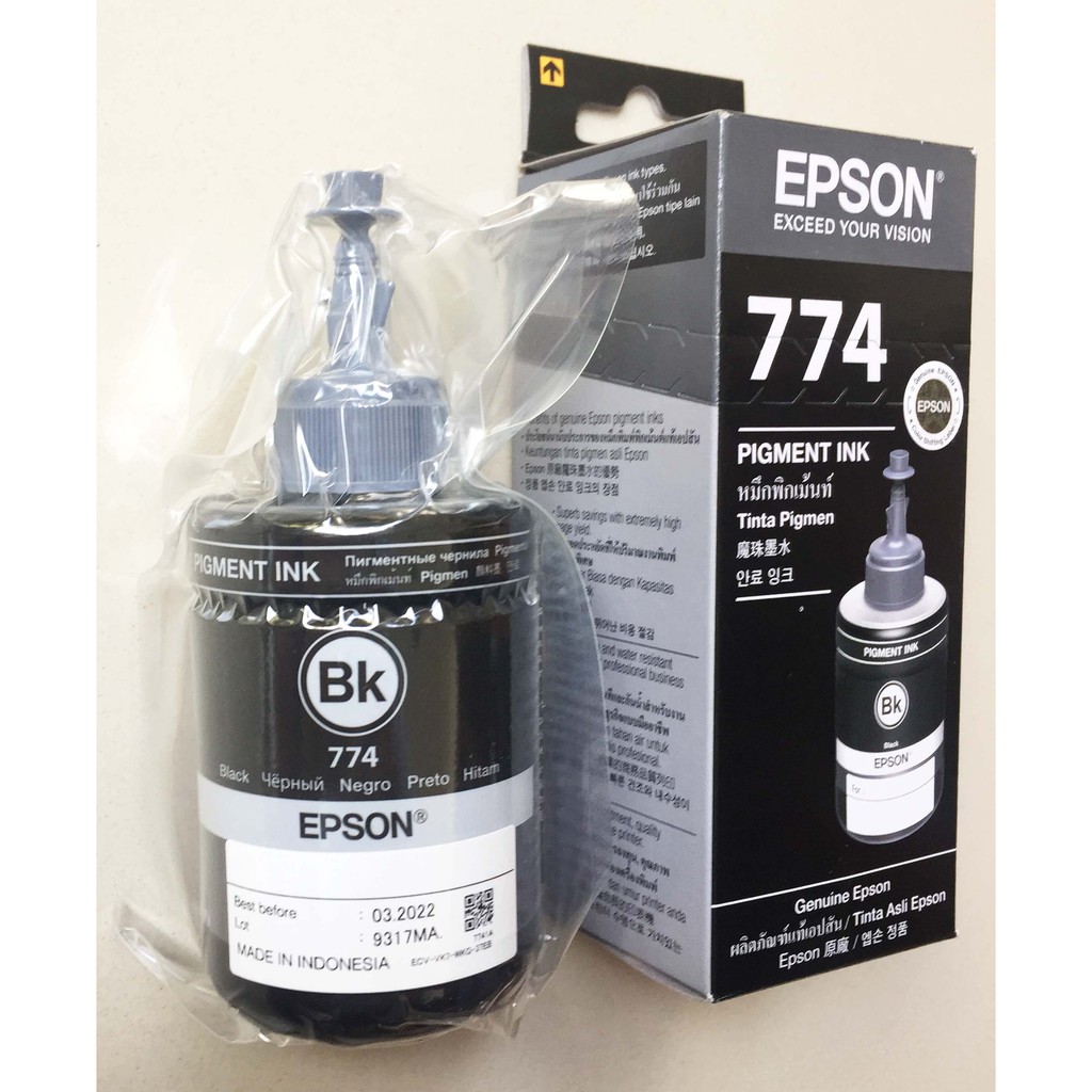 Epson Tinta T 774 /T 7741 Black Pigment M100 M105 M200 M205 L655