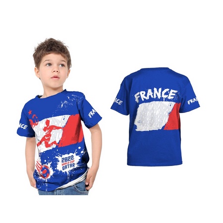 Kaos anak tshirt baju Jersey Edisi Piala Dunia Fifa World Cup 2022 Qatar France L/P Fullprint FREE N