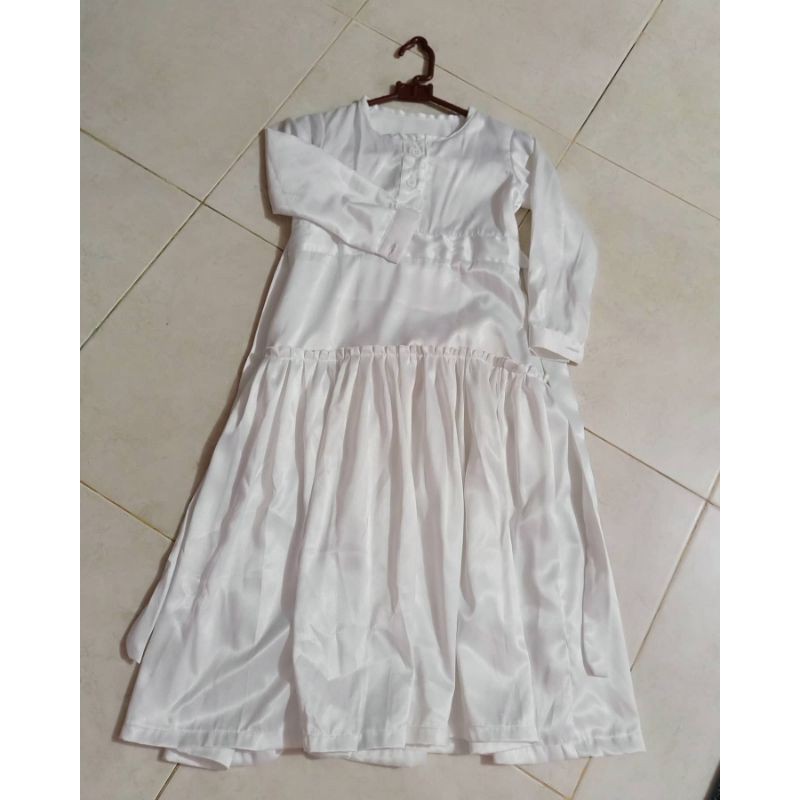 Gamis anak Putih syari preloved dress anak pl second