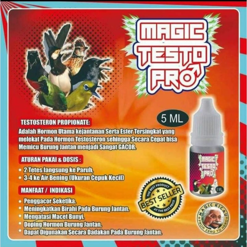 Megic Testo Pro vitamin penggacor segala jenis burung murai love bird kacer c.Ijo kenari trucuk