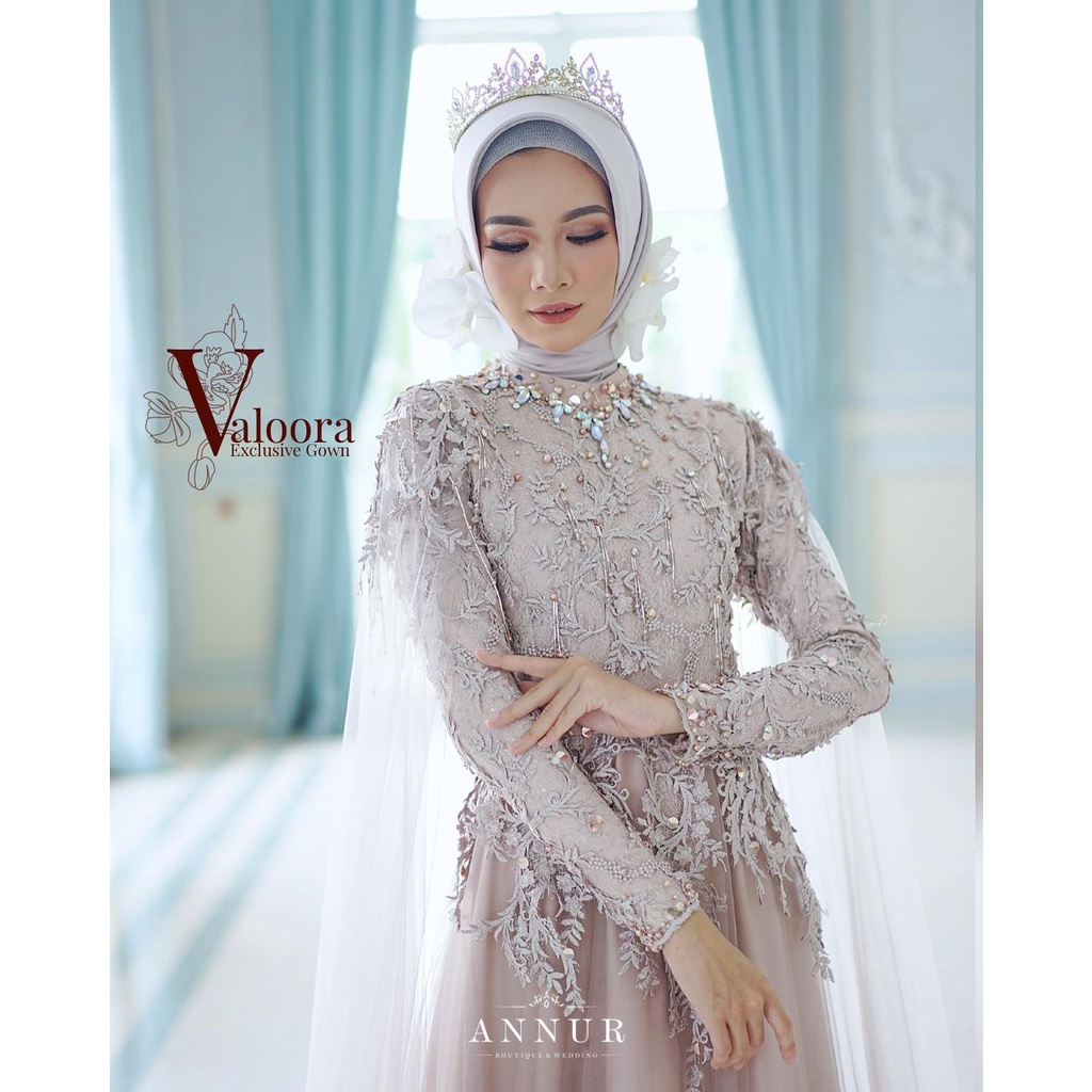 Annur Label Pre Order Valoora Exclusive Gown korsase payet kristal akad nikah free sayap tulle