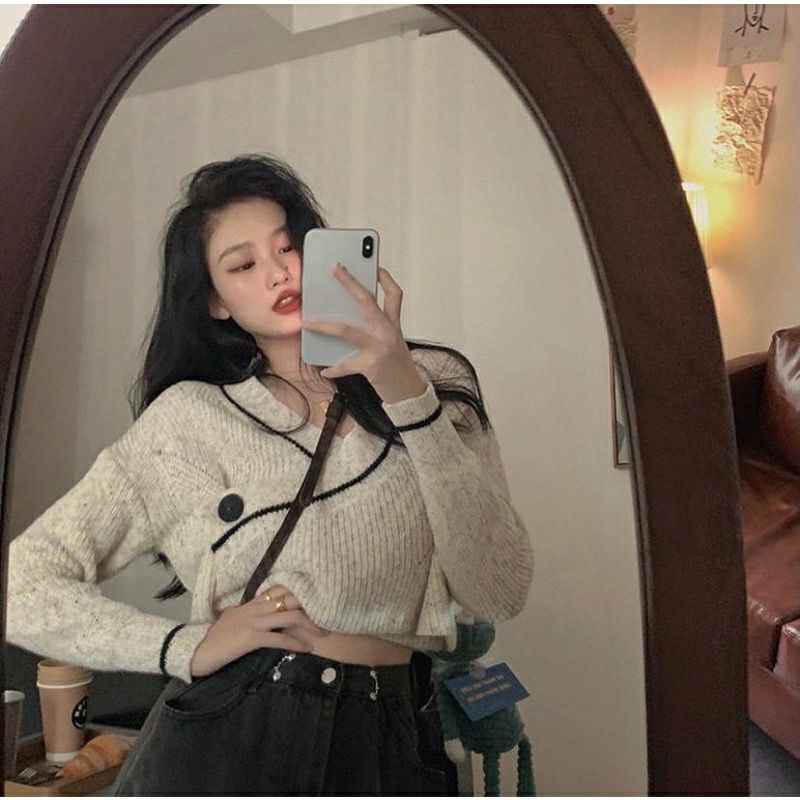 ATASAN CROP | ELEA TWIST CROP KNITE | ATASAN WANITA KOREA MURAH