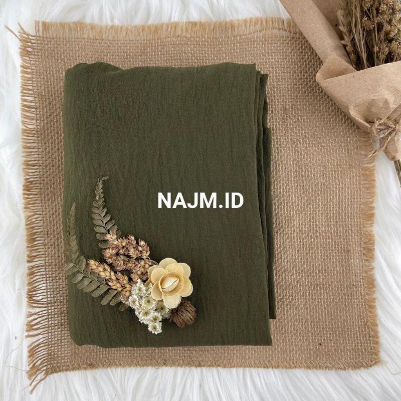 Pashmina Curve Crinkle Airflow 190x100 cm • Pashmina Curve Malay • Pasmina Curve Malaysia Jumbo Syari-Dark army