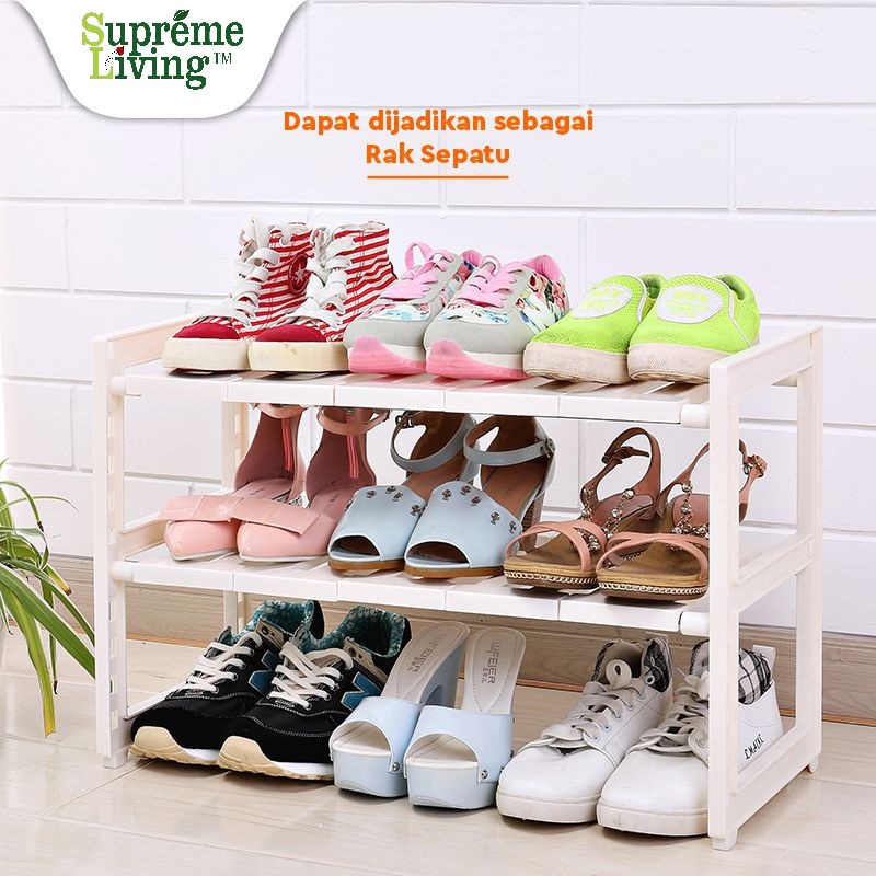 Rak Fleksibel 2 Susun Multifungsi Wastafel Buku Sepatu Bumbu Tanaman Dapur Panci Kosmetik Kamar Mandi