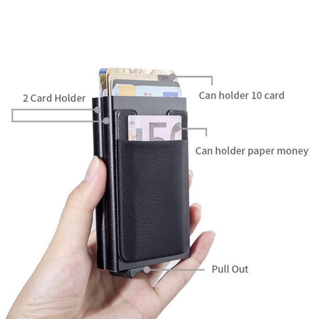 Metal Wallet Dompet Kartu RFID Anti theft Double Card Holder 1843