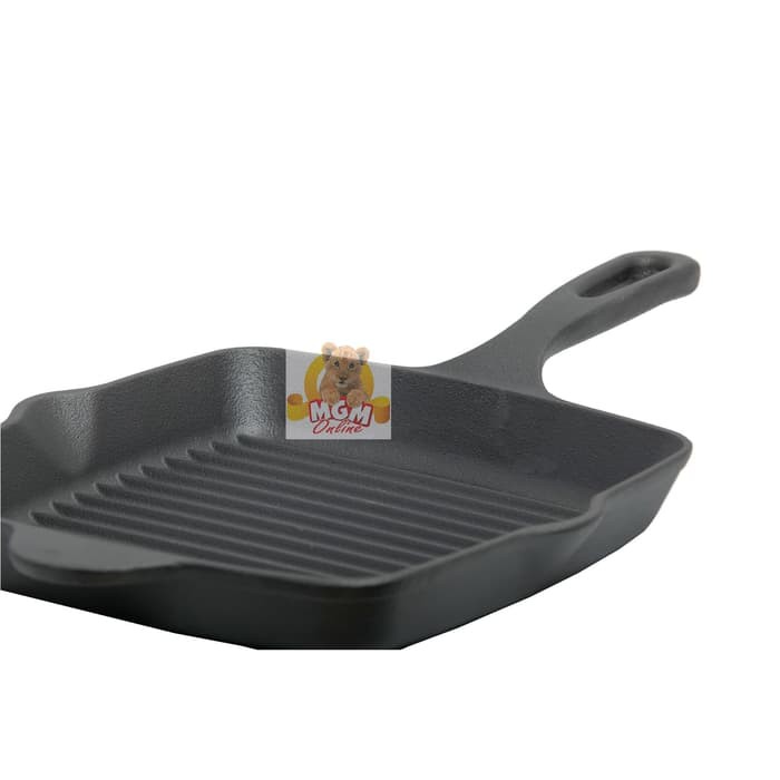 Iron Cast Grill Kotak 26cm Besi Cor SUPER TEBAL dgn corong minyak 2605