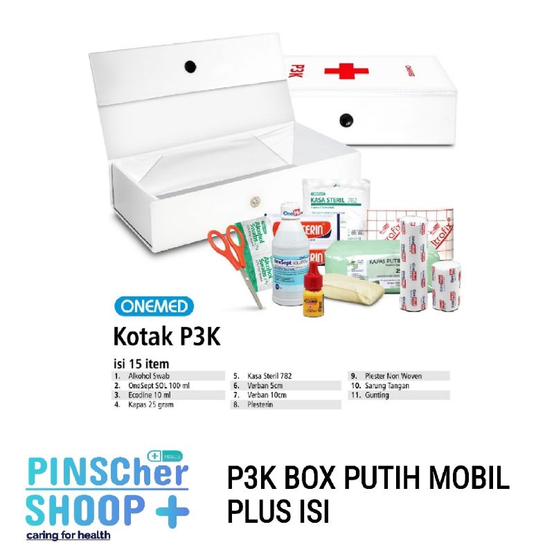 KOTAK P3K PUTIH + ISI FIRST AID BAG MOBIL