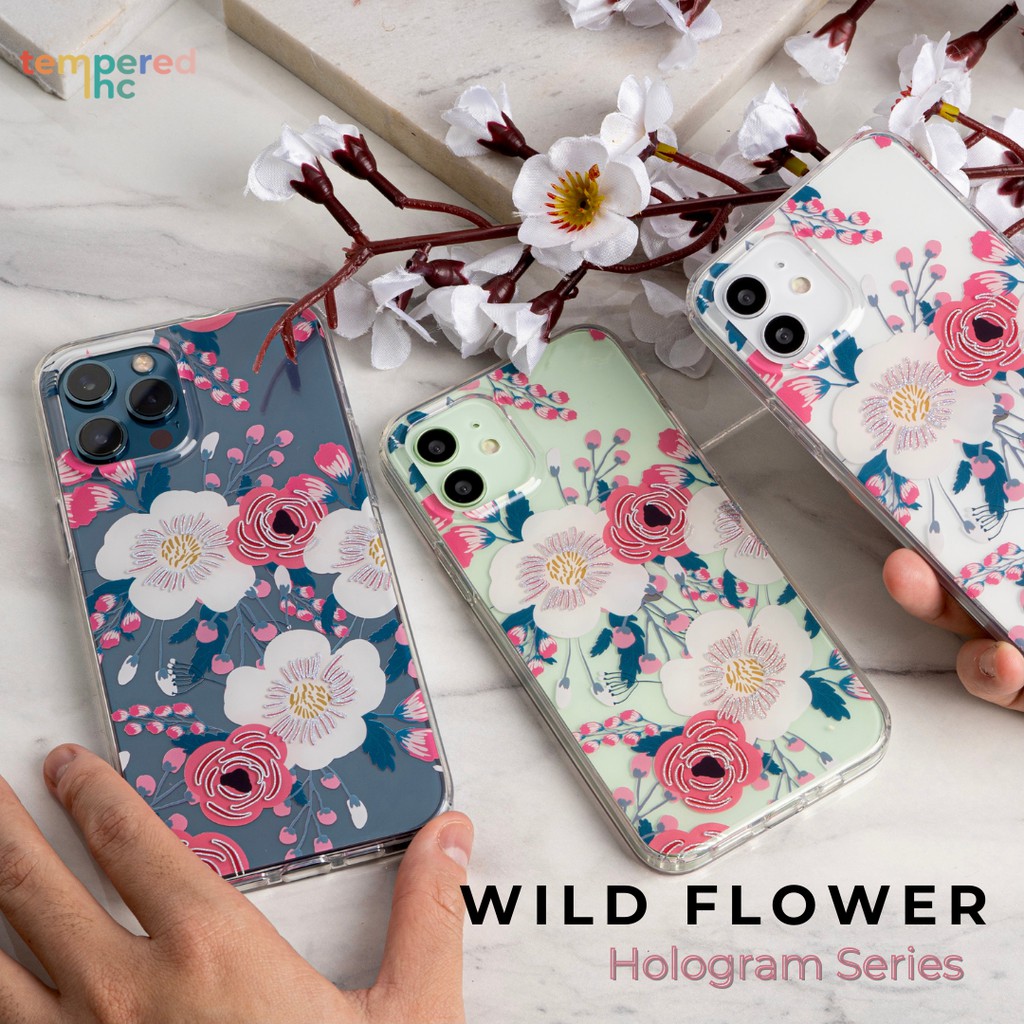 NEW ! WILDFLOWER 2D Hologram Flower Series Iphone Case ( Iphone 7-12promax )