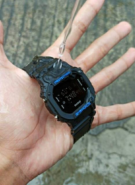 Jam Tangan Casio Gshock Water Resist Berenang Mandi Hujan - Hitam list Biru