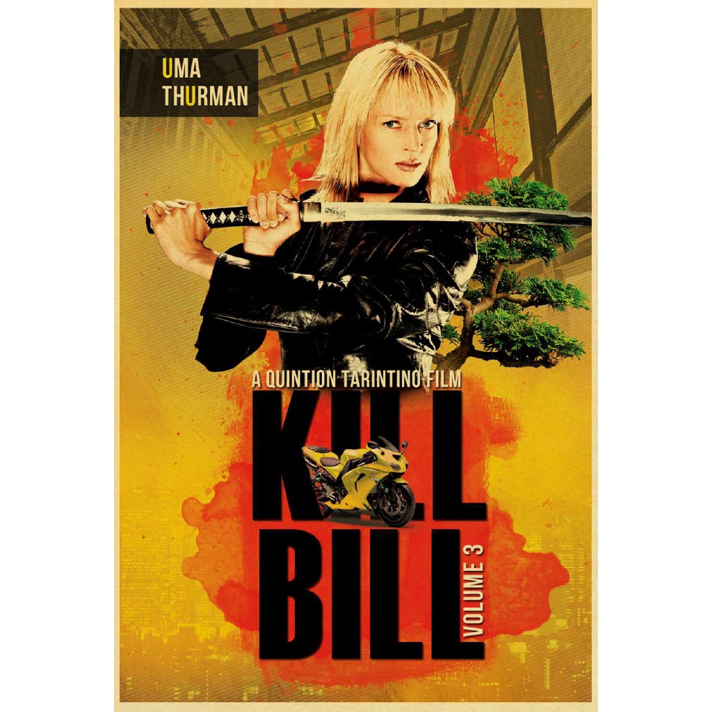Poster Stiker Dinding Desain Film Kill Bill Klasik Vintage Bahan Kertas Kraft Untuk Dekorasi Rumah / Bar
