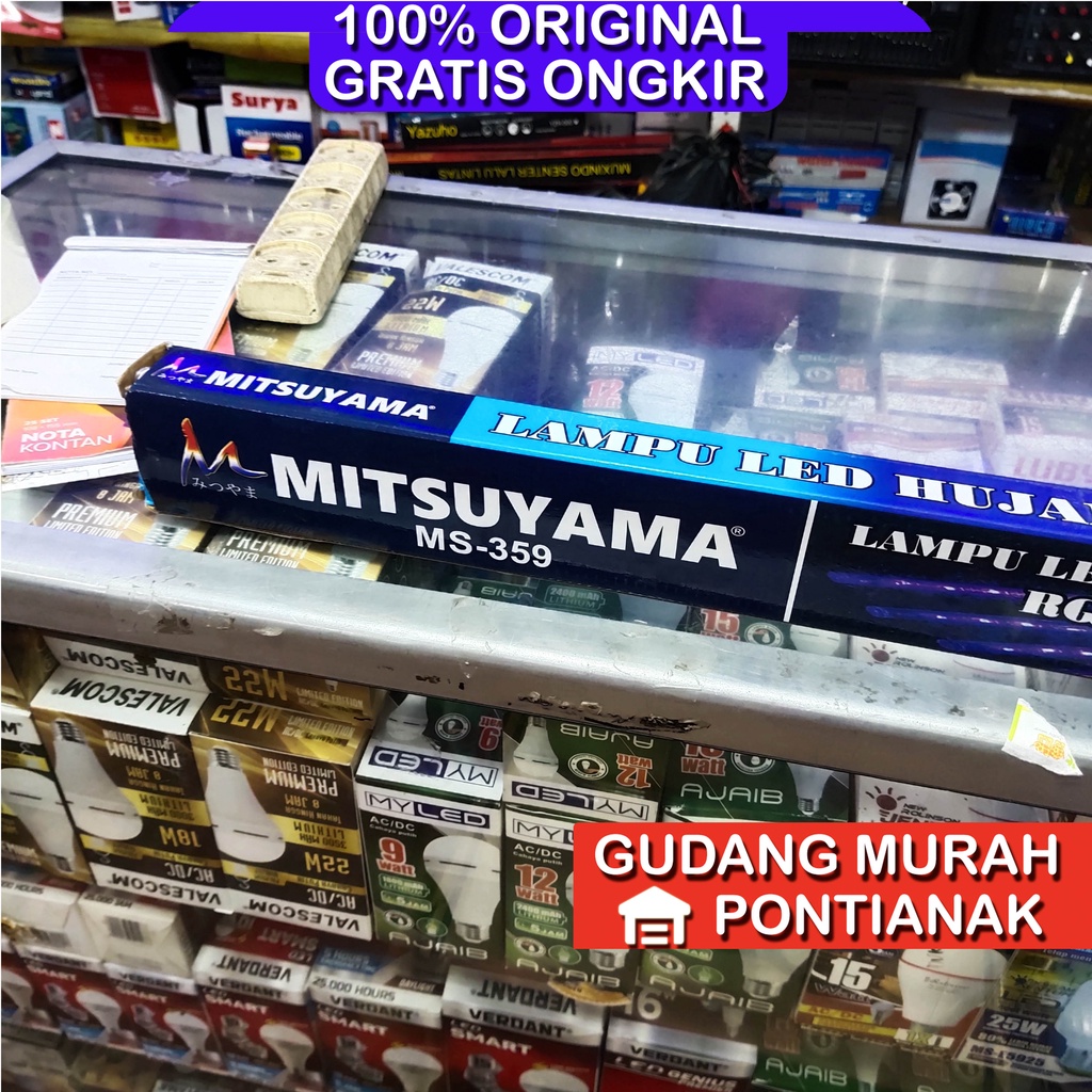 Lampu seri Meteor Hias Hujan Turun Warna warni 8 batang 50CM / setengah meter Mitsuyama MS-359 BARU