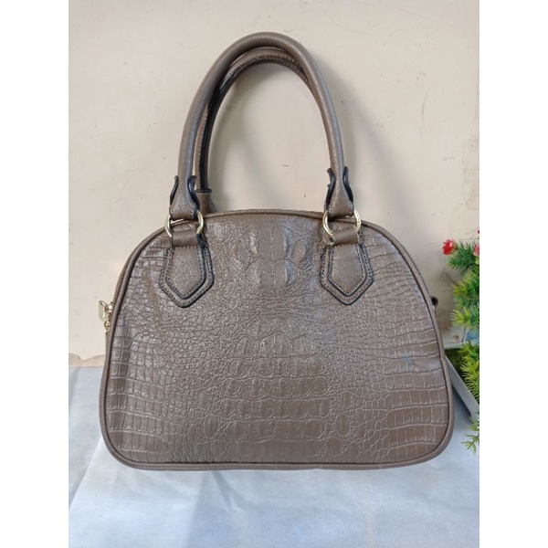 OLIVIA DOROTHY HANDBAG CROCO ABU, HANDBAG KULIT CROCO, PRELOVED HANDBAG KULIT, OLIVIA DOROTHY