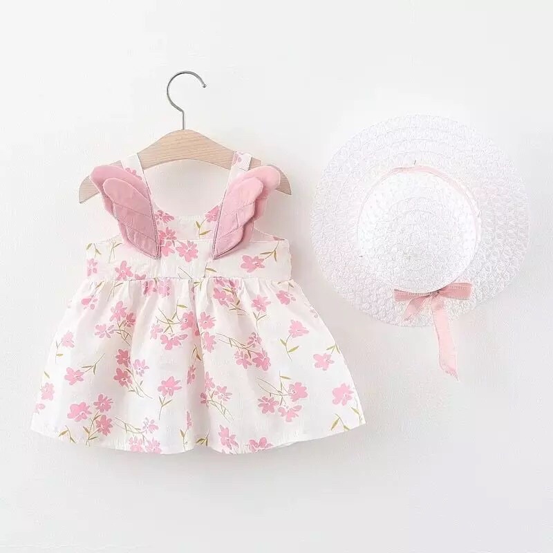 Dress Anak Perempuan Bahan Katun Premium Free Topi Dress Bayi Murah Dan Lucu Dress Anak Gambar Bunga Rok Terusan Anak Lucu