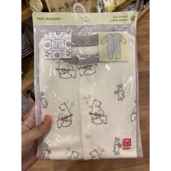 BAJU TERUSAN RIB LENGAN PANJANG JOY OF PRINT BABY NEWBORN - UNIQLO