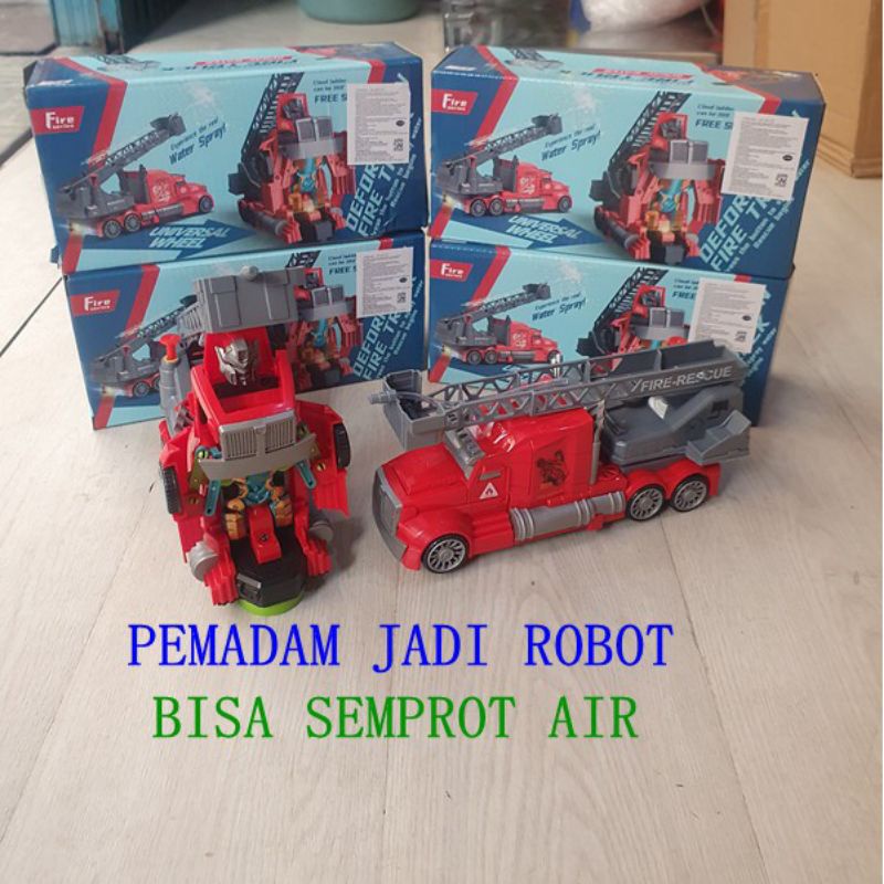 Mainan mobil pemadam robot pemadam kebakaran semprot air
