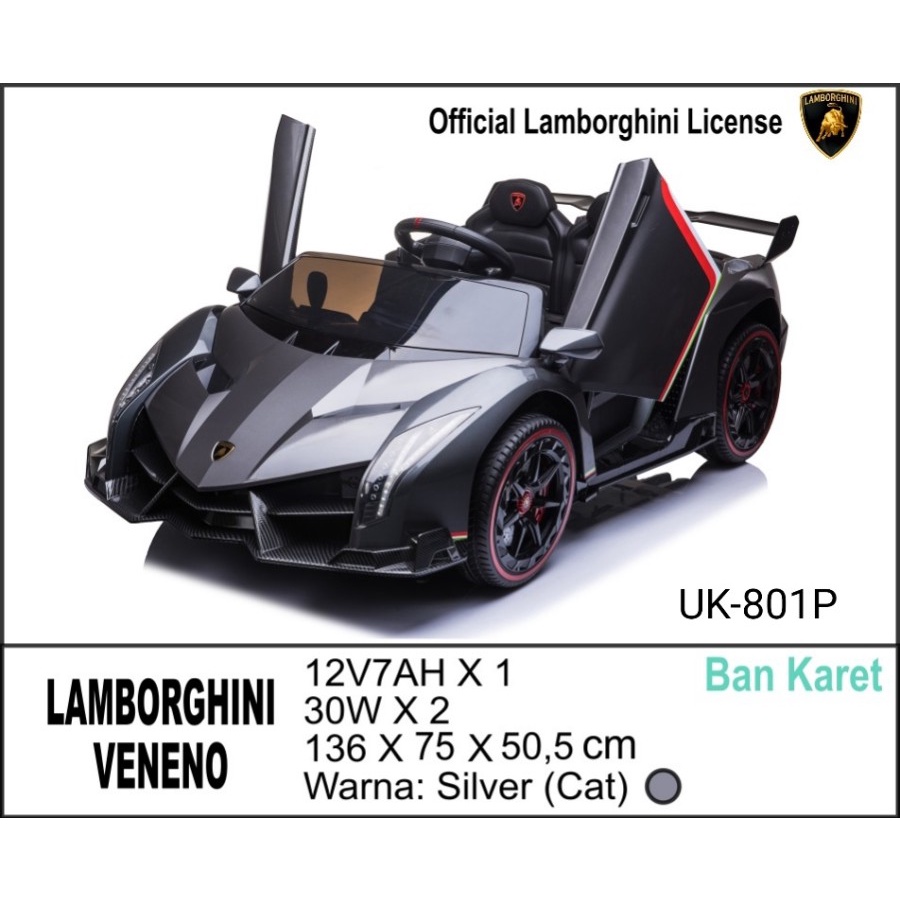 Mobil Aki Mainan Anak Remote Control Unikid Lamborghini Veneno UK801 Paint 12V 7Ah SNI-1