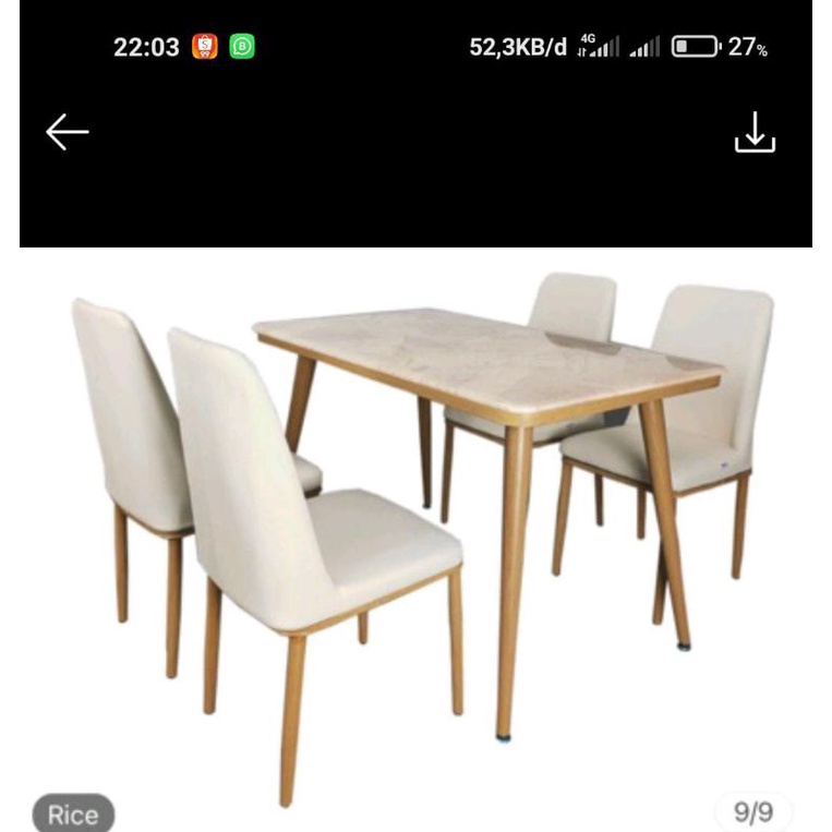 Meja Makan Marmer 4 Kursi