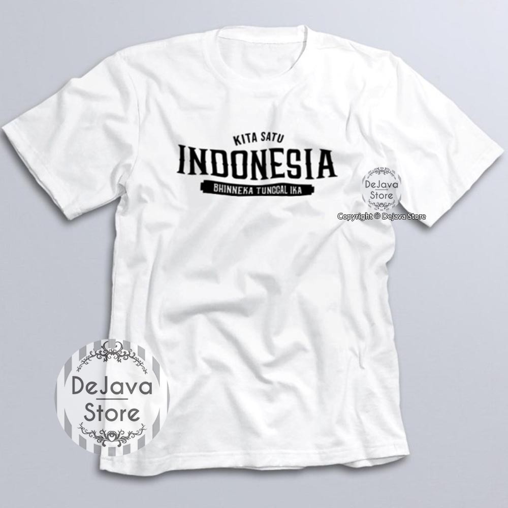 Kaos Distro Kita Satu Indonesia Bhinneka Tunggal Ika Baju Kemerdekaan Agustus Unisex Premium | 1627-4