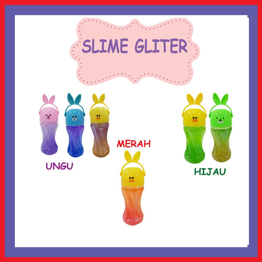 Mainan Slime Gliter Kelinci/ Slime Gliter/ Slime Botol Kelinci