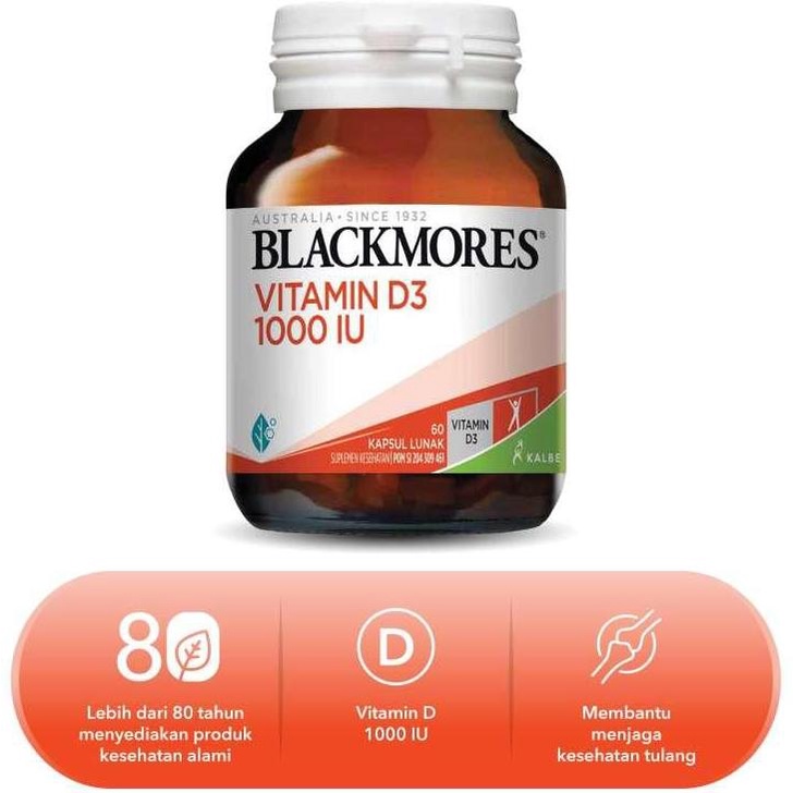 KALBE BPOM Blackmores Vitamin D3 1000 IU 1000iu isi 60caps 60 Kapsul / Bio D3 1000 IU isi 30caps 30 Kapsul