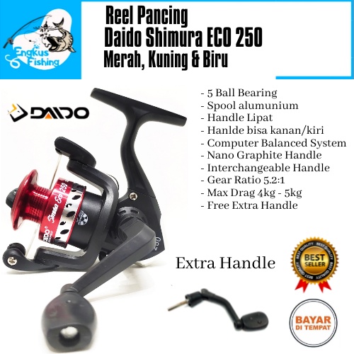 Reel Pancing Daido New Simura Eco 250 GRATIS Handle (5 Bearing) Spool Alumunium Murah - Engkus Fishing