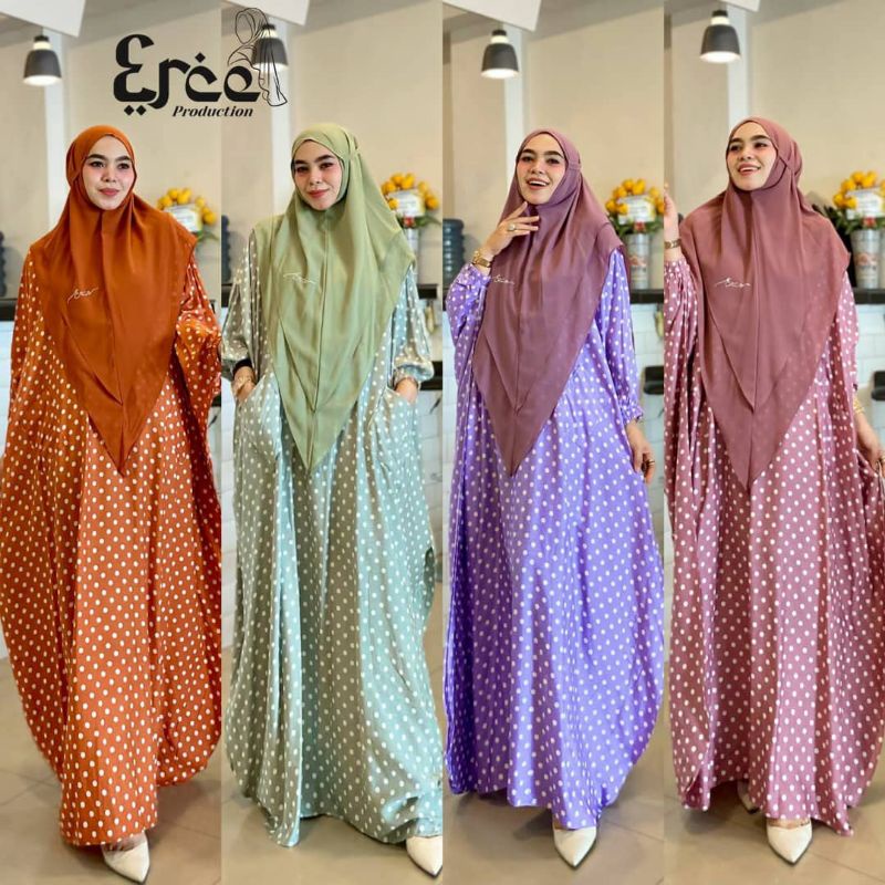 TERBARU KAFTAN POLKADOT SYARI ERCE PRODUCTION - KAFTAN SULTAN KEKINIAN NON JILBAB SUPER JUMBO BUSUI 