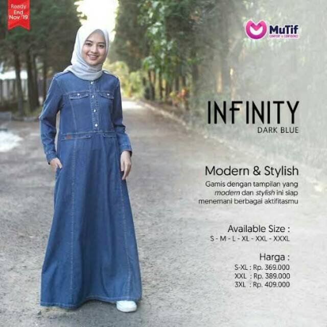 Gamis Muslim Mutif Denim Infinity