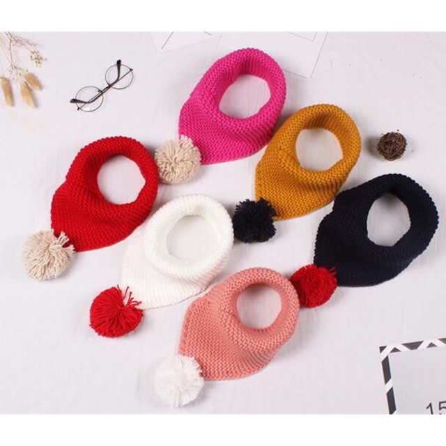 Scarf Ring Pom Kids Syal Anak Rajut Wool Winter Musim Dingin