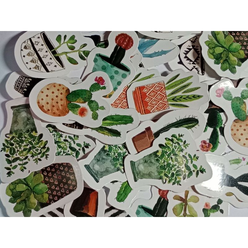 

sticker tanaman pot/sticker daun/sticker glossy /sticker unik/aesthetic